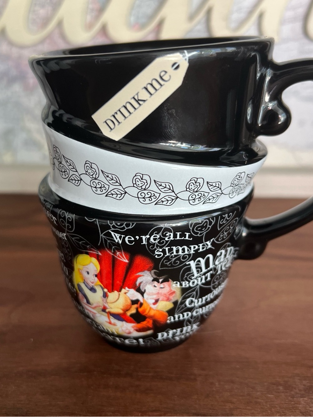 Disney Black and White Alice in Wonderland 'Drink Me' Ceramic Mug